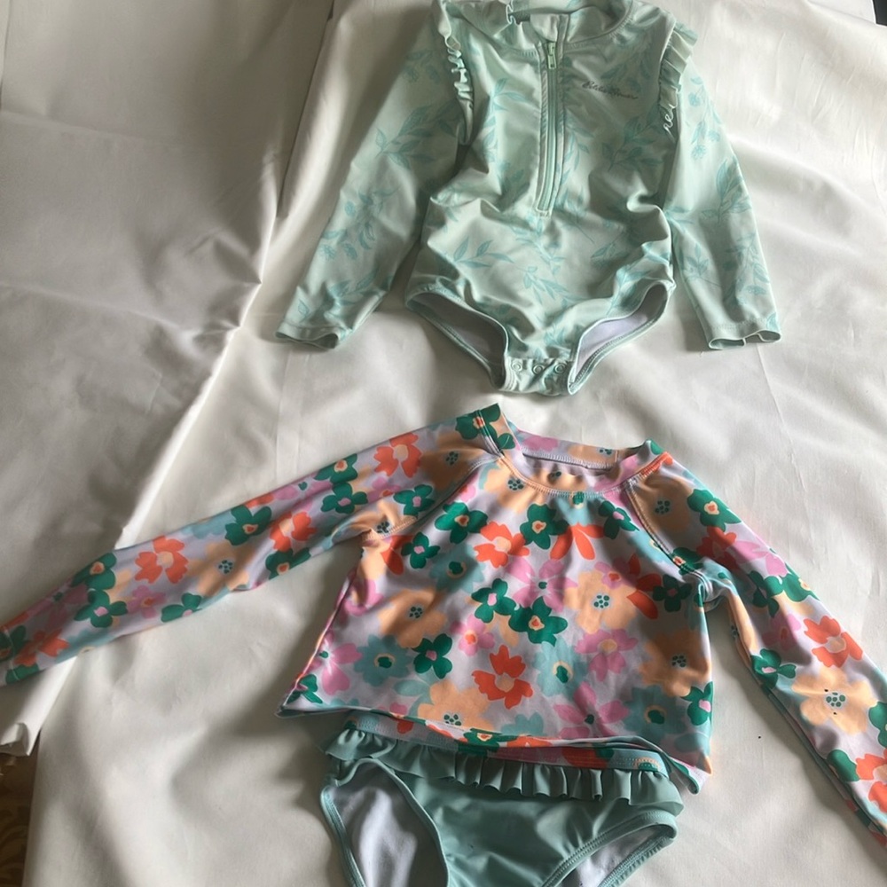 Bundle of two Floral and Mint Kids Swim Set with Sunglasses
